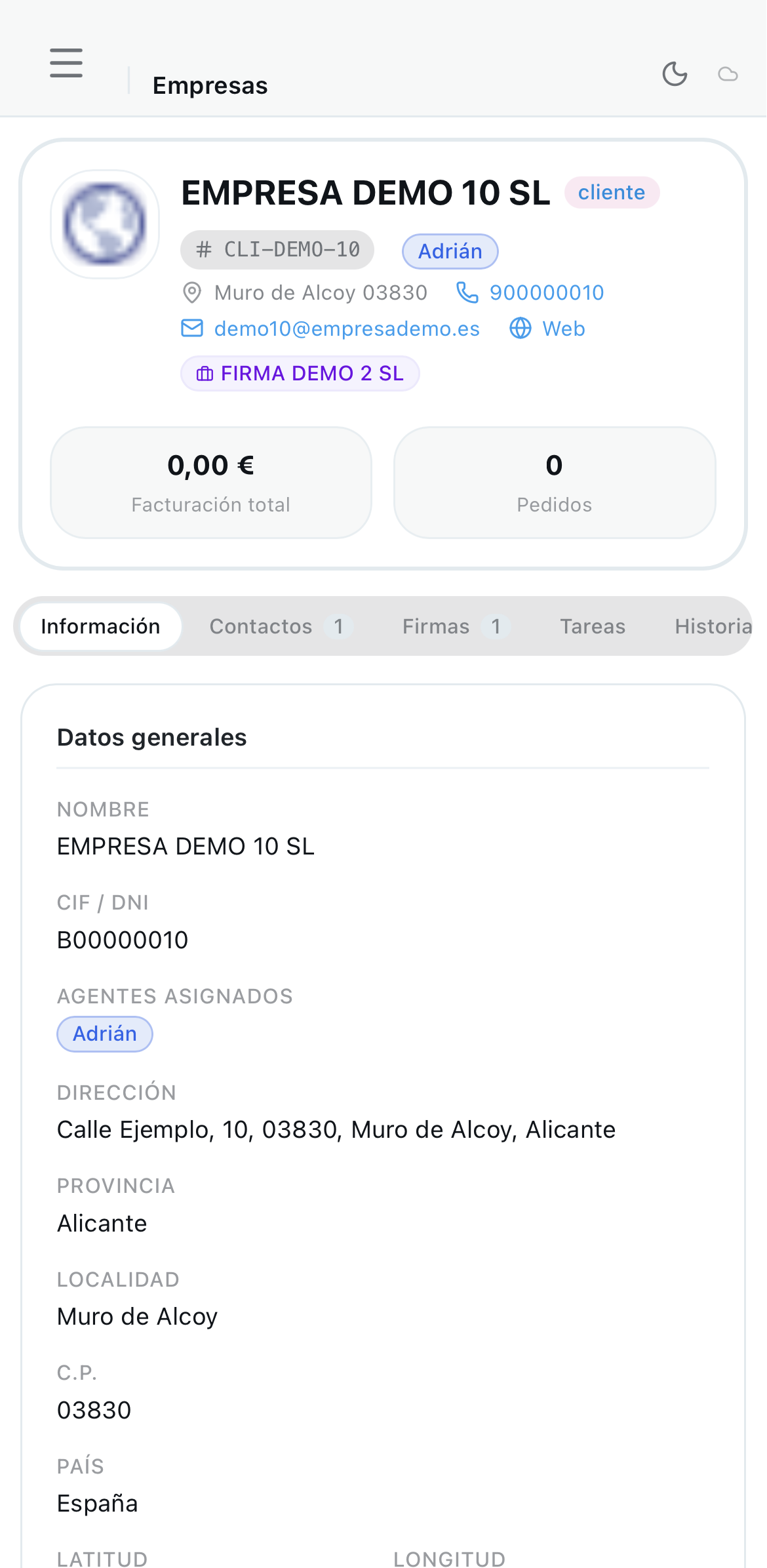 Ficha de cliente en Botyzai CRM
