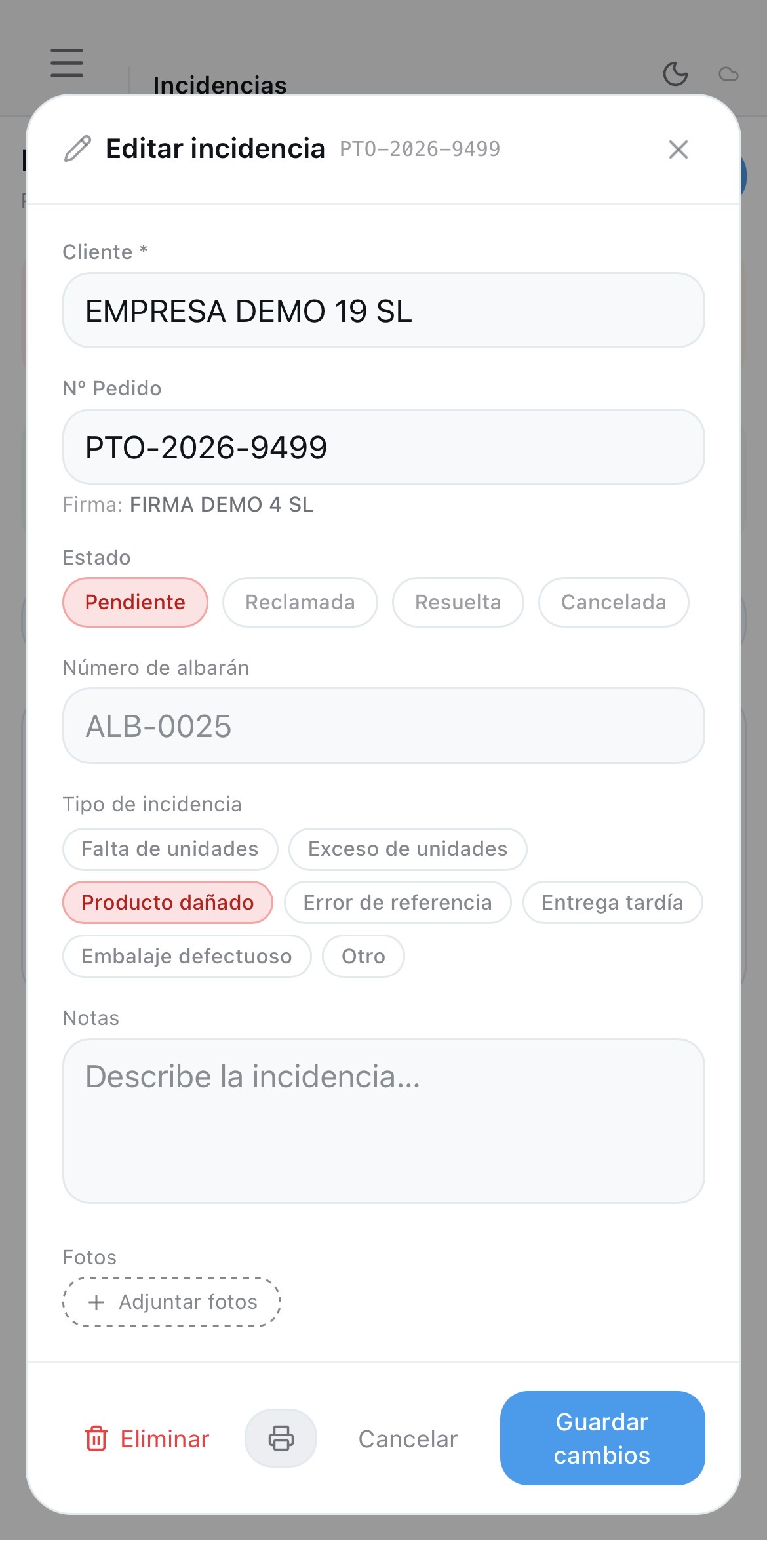 Gestión de incidencias en Botyzai CRM