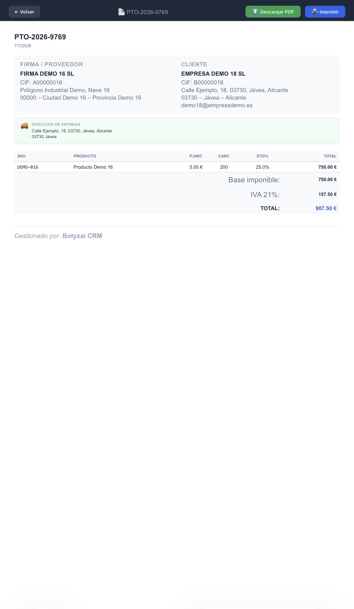 Gestión de pedidos y facturación en Botyzai CRM