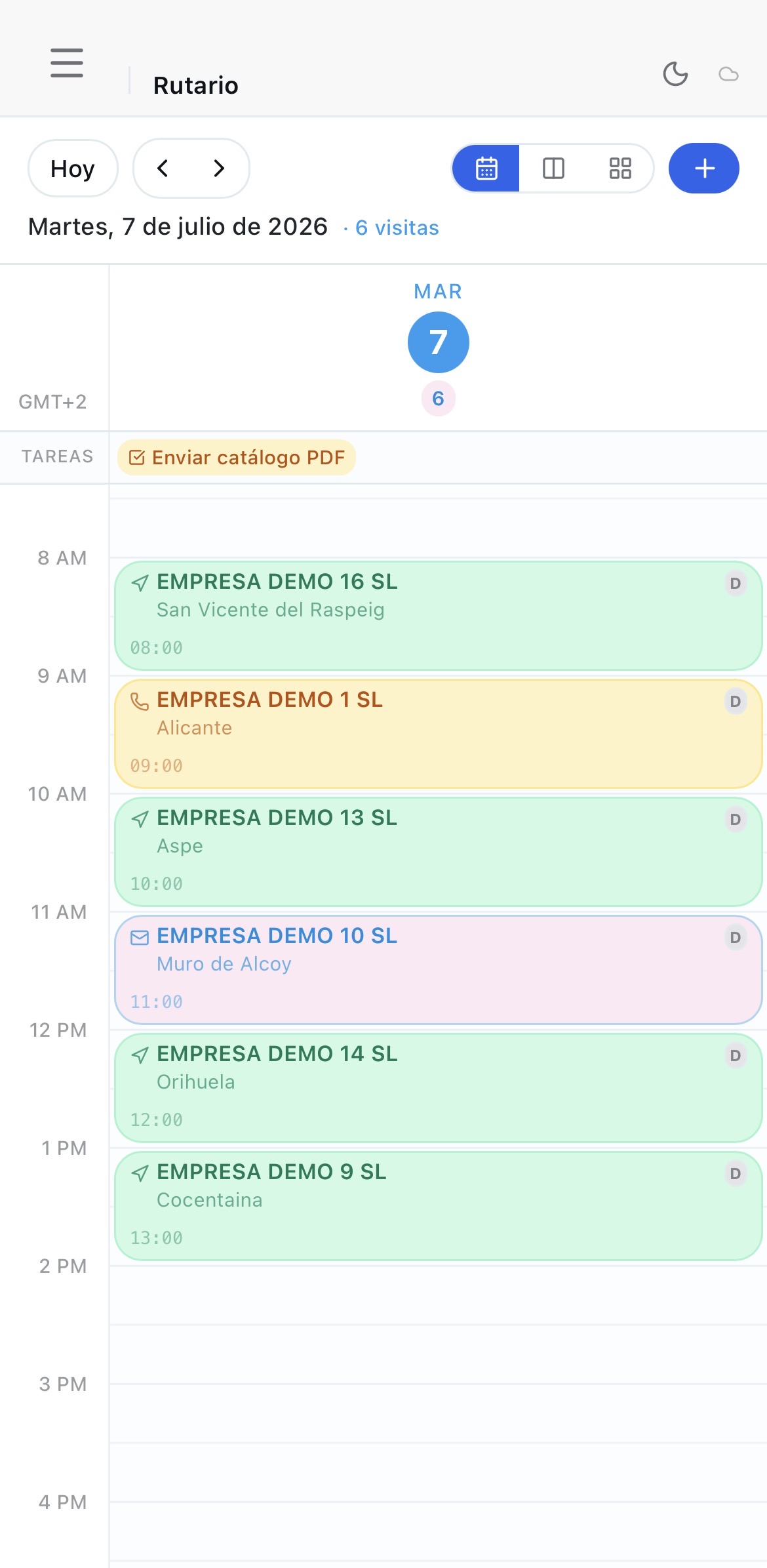 Planificación de rutario en Botyzai CRM